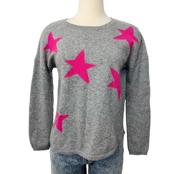 Wyse Cashmere Star Crewneck Pullover Sweater Heather Gray Long Sleeve M - Picture 1 of 8